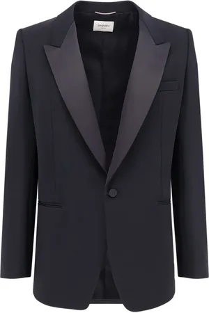 Saint Laurent Blazers, male, , L, Certified Wool Blazer with Satin Lapel