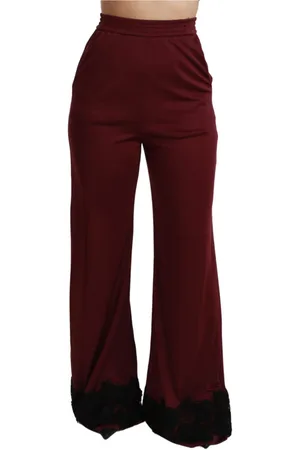 Dolce & Gabbana High Waist Wide Leg Trousers with Lace Detailing