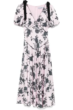 Self-Portrait Floral Midi Dress with Bow