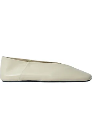 Jil Sander Square-Toe Leather Ballerina Flats