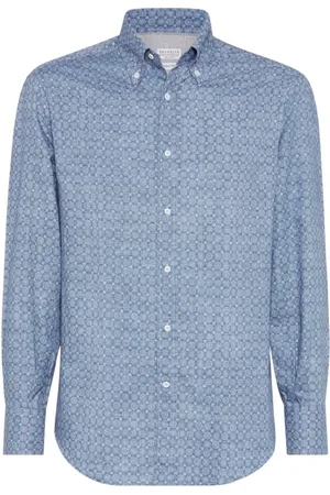 Brunello Cucinelli Button-Down Shirt with Box-Pleat Detail