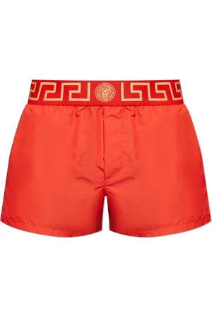 VERSACE Beachwear, male, , XL, Swim shorts with logo