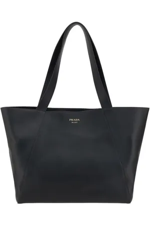 Prada Tote Bags, male, , ONE SIZE, Monogram Leather Tote Bag with Zipper