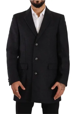 Dolce & Gabbana Single-Breasted Virgin Wool Coat with Logo Details