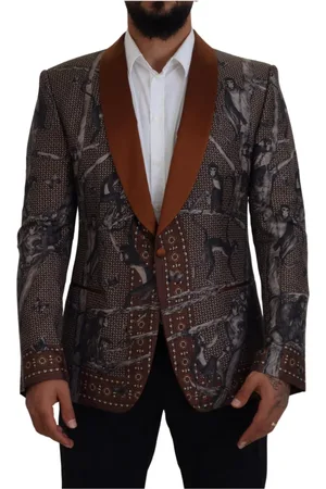 Dolce & Gabbana Blazers, male, , S, Monkey Print Blazer Sicilia Style