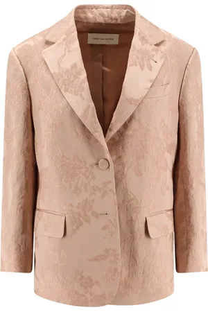 DRIES VAN NOTEN Blazers, female, , XS, Floral Jacquard Linen Blend Blazer
