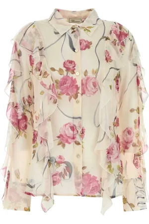 BLUMARINE Shirts, female, , XS, Printed Crepe Shirt for Women