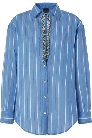 Pinko Shirts, female, , XS, Cotton Shirt with Vertical Stripes