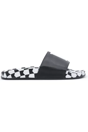 Rhude Sliders, male, , 6 UK, Checkered Leather Sliders