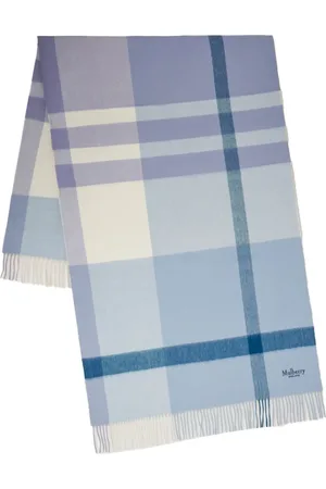 MULBERRY Winter Scarves, female, , ONE SIZE, Check Merino Wool Scarf & White