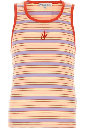J.W.Anderson Sleeveless Tops, male, , L, Embroidered stretch cotton tank top
