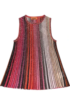 Missoni Sleeveless Tops, female, , M, Striped Sequin Sleeveless Flared Top