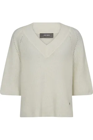 Mos Mosh V-Neck Knit Jumper Ecru
