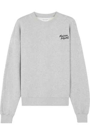 Maison Kitsuné Sweatshirts, female, , M, Grey Jumper with Ribbed Details