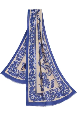 Etro Scarves, female, , ONE SIZE, Floral Chiffon Scarf with Fringes