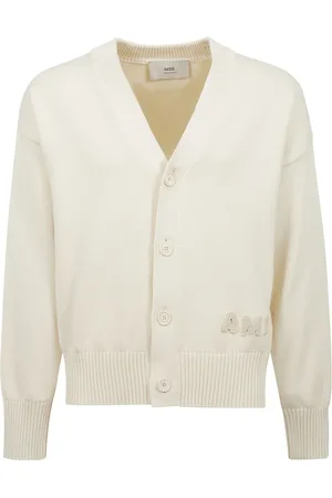 Ami Cardigans, male, , XL, Cotton and wool cardigan with embroidered logo