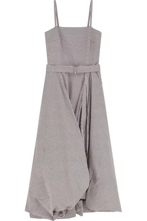 Brunello Cucinelli Maxi Dresses, female, , L, Cotton Dress with Horizontal Straps