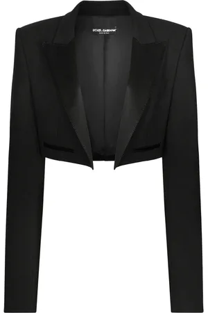 Dolce & Gabbana Blazers, female, , XS, Revers Crop Fit Wool Silk