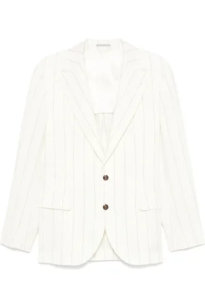Brunello Cucinelli White Buttoned Jacket with Pockets