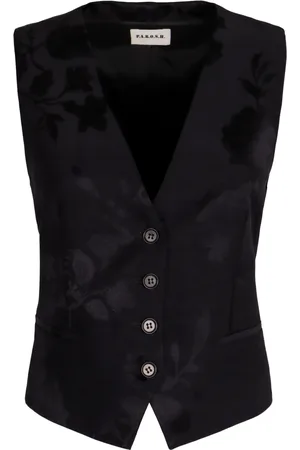 P.A.R.O.S.H. Vests, female, , L, Floral Print V-Neck Linen Vest