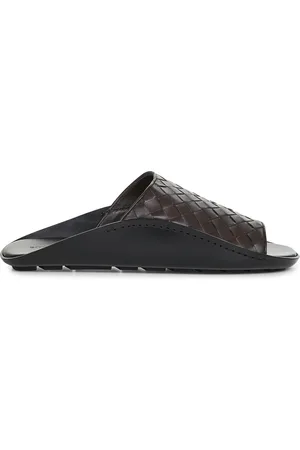 Bottega Veneta Sliders, male, , 5 UK, Brown Intrecciato Leather Slip-on Sandals