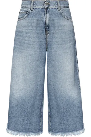 Pinko Wide Jeans, female, , W28, Denim Cropped Wide Leg Jeans