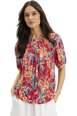 In Front Blouses, female, , M, Red Feminine Blouse with 1/2 Sleeves