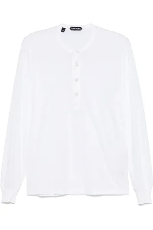 Tom Ford Long Sleeve Tops, male, , M, Buttoned Jumper with Ribbed Cuffs