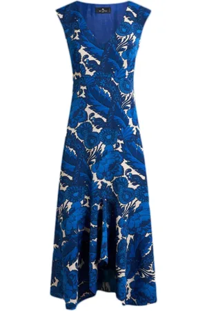Etro Midi Dresses, female, , M, Printed V-Neck Dress