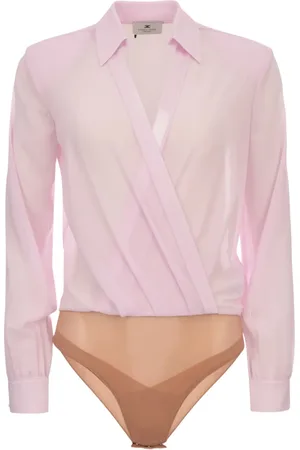 Elisabetta Franchi Body, female, , L, Satin Top with Golden Metal Inserts