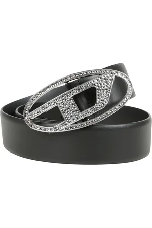Diesel Belts, female, , 95 CM, Italian Leather Crystal Buckle Belt