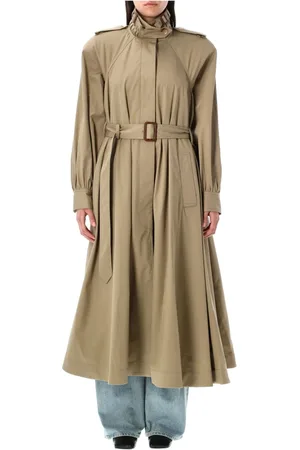 Chloé Belted Coats, female, , M, Long Trench Coat with Leather Buckle