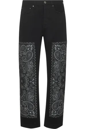 AMIRI Straight Leg Jeans with Bandana Panels