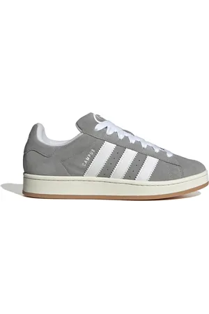 adidas Grey Leather Trainers Lace-Up Rubber Sole