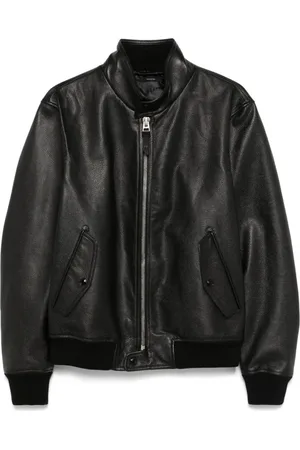 Tom Ford Leather Jackets, male, , L, Leather Harrington Jacket