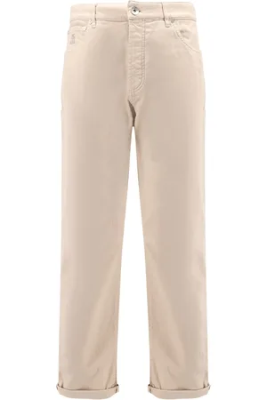 Brunello Cucinelli Chinos, male, , 3XL, Embroidered Cotton Trousers Made in Italy