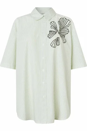 Masai Shirts, female, , L, Embroidered Floral Shirt Frosty
