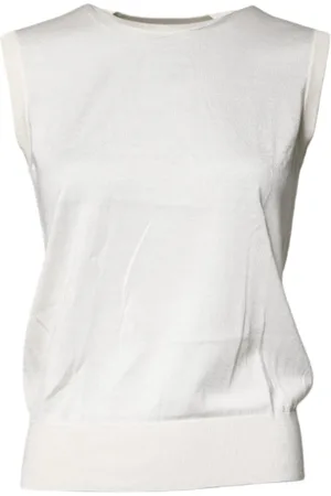 Dolce & Gabbana Sleeveless Tops, female, , 3XS, Silk Round Neck Tank Top