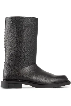 Fendi Ankle Boots, male, , 7 UK, Leather Frame Boots with Block Heel