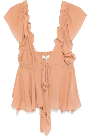 Chloé Ruffle Detail Nude Top