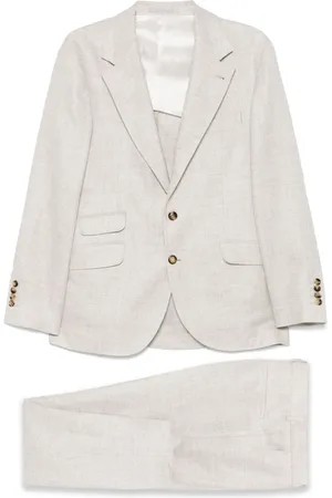 Brunello Cucinelli Single Breasted Suits, male, , 2XL, Luxury Linen Wool Silk Suit