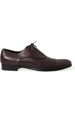 Dolce & Gabbana Burgundy Leather Formal Derby Dress Shoes
