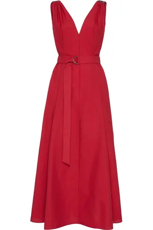 Brunello Cucinelli Maxi Dresses, female, , XS, V-Neck Dress with Belt