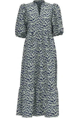Co`Couture Atzicc Floor Dress with Puff Sleeves