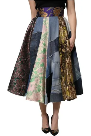 Dolce & Gabbana Midi Skirts, female, , XS, Colorful Patchwork A-Line Midi Skirt