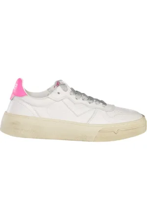 4b12 Sneakers, female, , 5 UK, Leather Trainers with Fuchsia Detail
