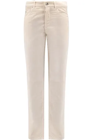 Brunello Cucinelli Chinos, male, , M, Cotton Trousers with Leather Logo