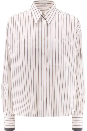 Brunello Cucinelli Shirts, female, , XS, Blue Shirt with Button Closure and Double Front Pocket