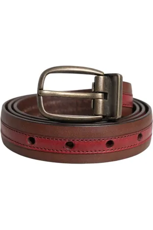 Dolce & Gabbana Burgundy Leather Logo Buckle Belt