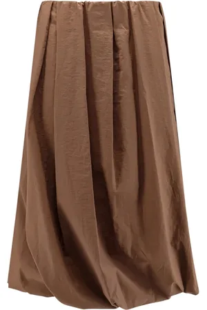 Brunello Cucinelli Midi Skirts, female, , XS, Leather Midi Skirt Elastic Waist
